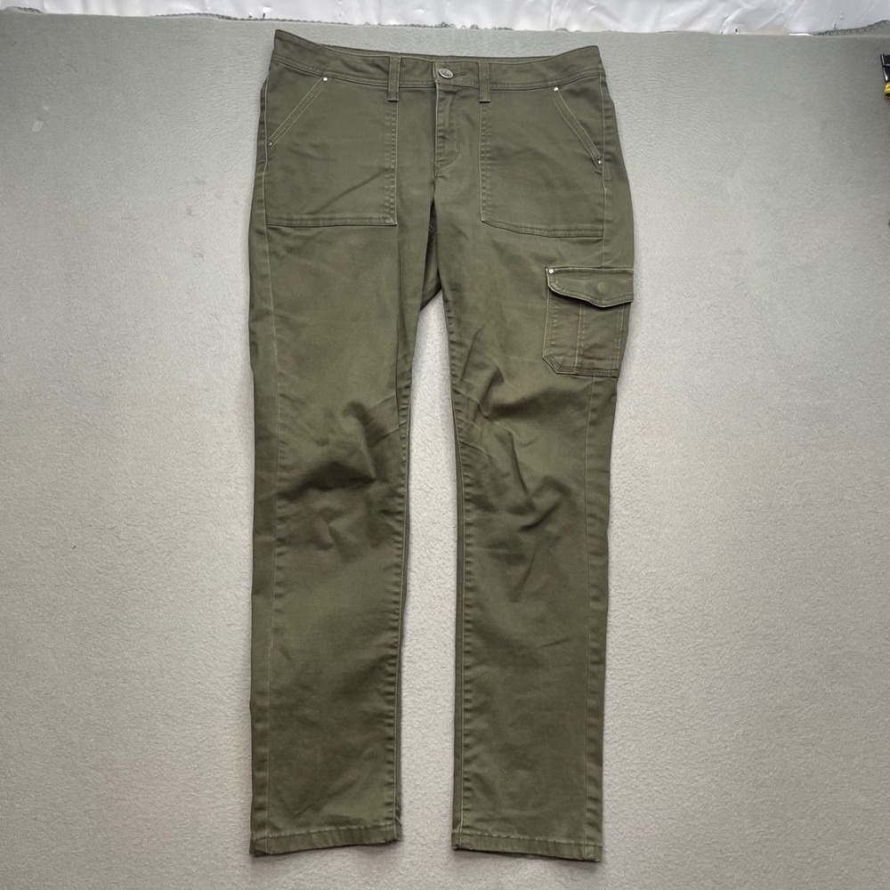 Sonoma Women Pants Olive Green Cotton Blend 10 Utility Slim Straight Cargo
